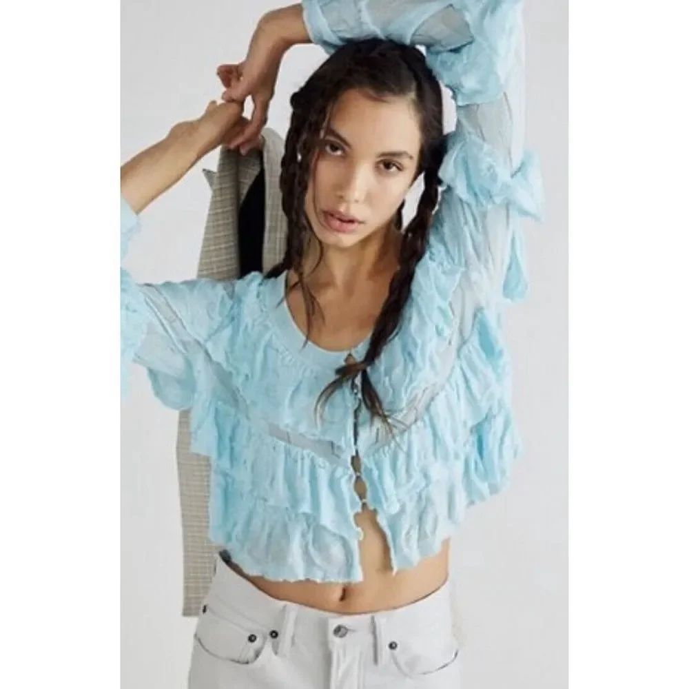 Free People Ruffle Cardigan